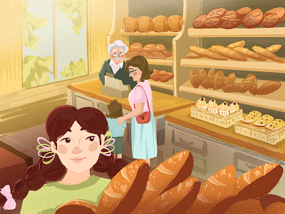 Bakery 🥨 art bakery bread character character design design digital art girl graphic illu illustration illustrator procreate sunny ui
