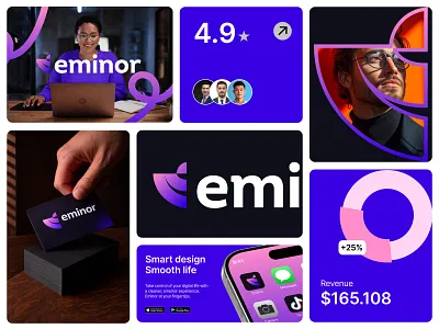 Eminor - Modern SaaS Brand Identity Design ai startup brand identity branding modern branding saas branding saas logo startup branding tech branding timeless logo visual identity