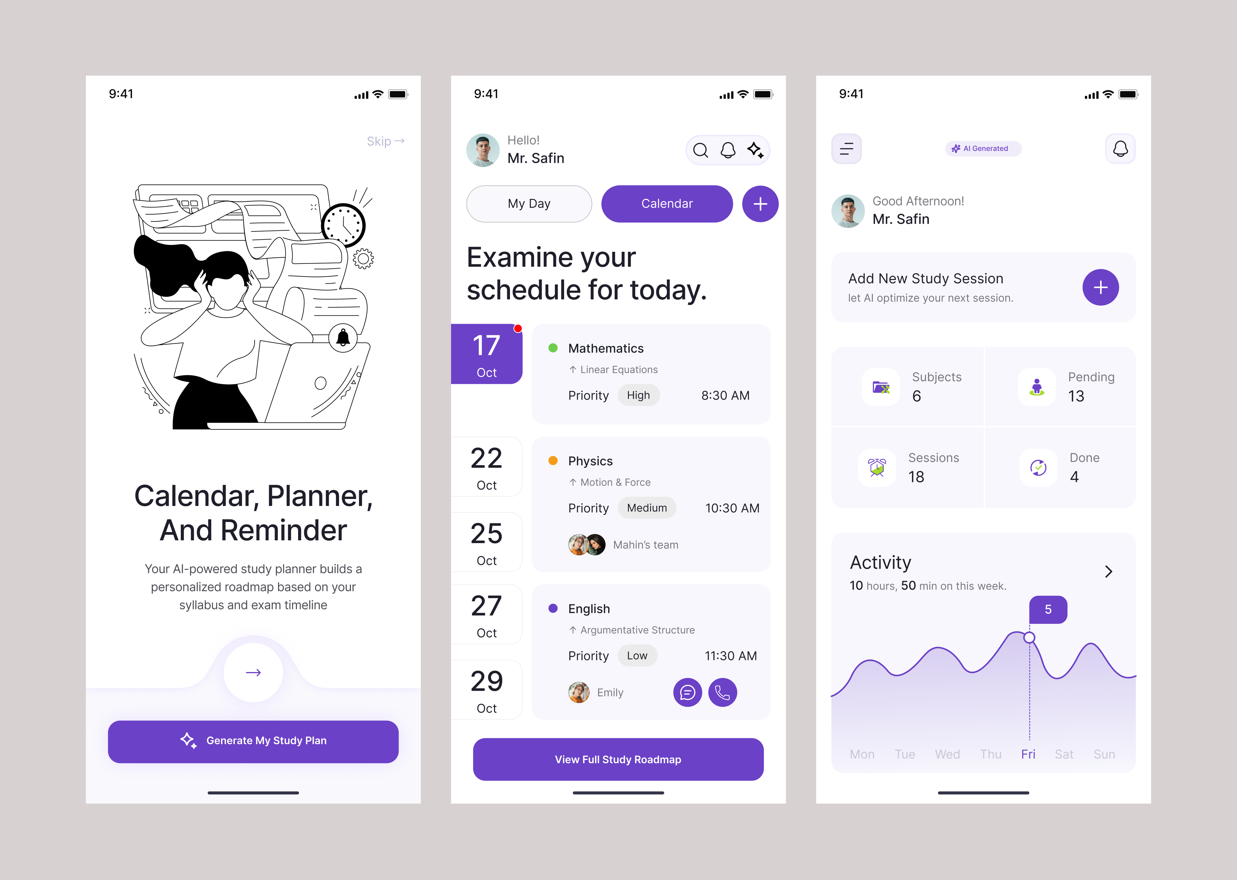 AI Planner Mobile App Design ai app ai design app design app screen app ui figma design interface design mobile app mobile app design product design saas design study planner task manager ui ui design uiux ux ux design visual design wireframing