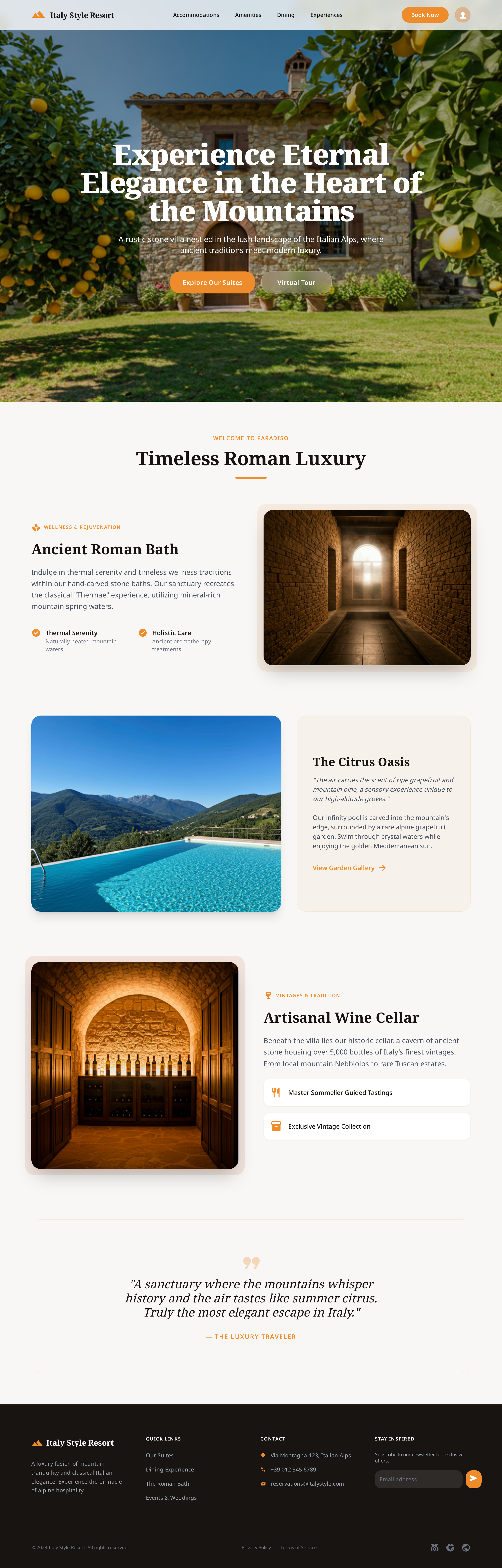 Italy Style Resort Web Design italy resort style webdesign