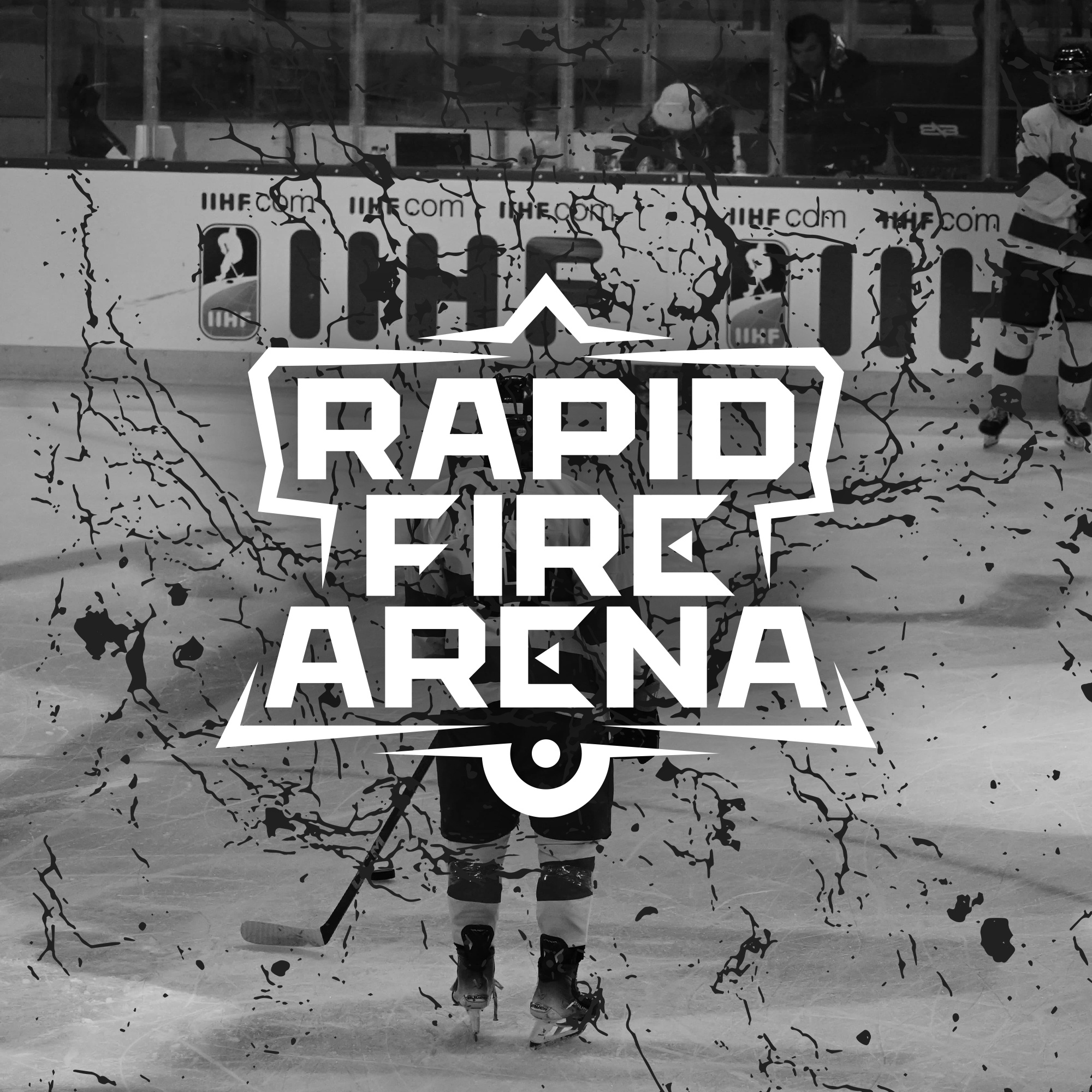 Logo design for Rapid Fire Arena | branding identity for sale badge champion championship competition design game hockey ice icon illustration league logo puck silhouette sport stick symbol team tournament vector