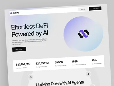AI Agents DeFi Investment Website Design ai agents ai agents website crypto ui dark ui defi investment finance ui investment platform minimal design modern ui product saas design startup ux design web web3 web3 website