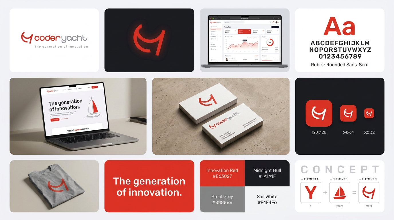 coderyacht · Brand Identity & Visual System branding design graphic design logo typography vector