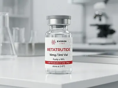 Peptide Labels - EVOGEN labs biotech branding clean design graphic design healthcare label design logo design luxury branding medicine minimal mockup modern packaging pharmaceutical product design red branding scientific supplement typography vial