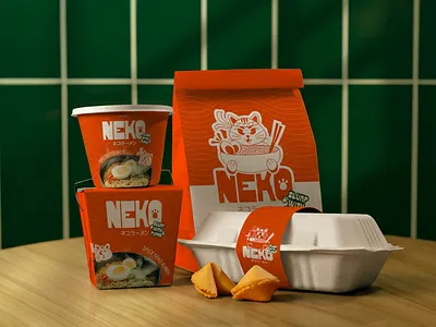 Neko Ramen - Bar & Restaurant Brand Applications asian beverages bowl brand identity branding cafe design food graphic design illustration japan logo marketing modern noodle packaging ramen restaurant visual identity