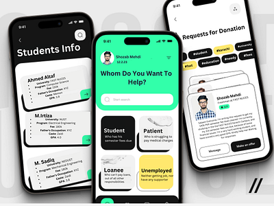 UI Design of Naiki, student donation startup. 3d animation app app design b2b branding connecting crowd funding design donation graphic design illustration logo social media startup ui ux vector