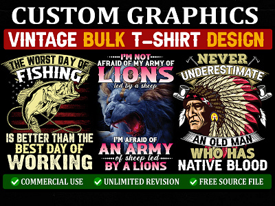 Vintage Bulk T-shirt Design - Fishing, Wolf & Native American bulk tshirt camping t shirt custom tshirt design fishing fishing elements fishing shirts graphic design graphic t shirt illustration t shirt trendy tshirt tshirt tshirt design tshirt designer typography t shirt vintage vintage t shirt wolf wolf t shirt