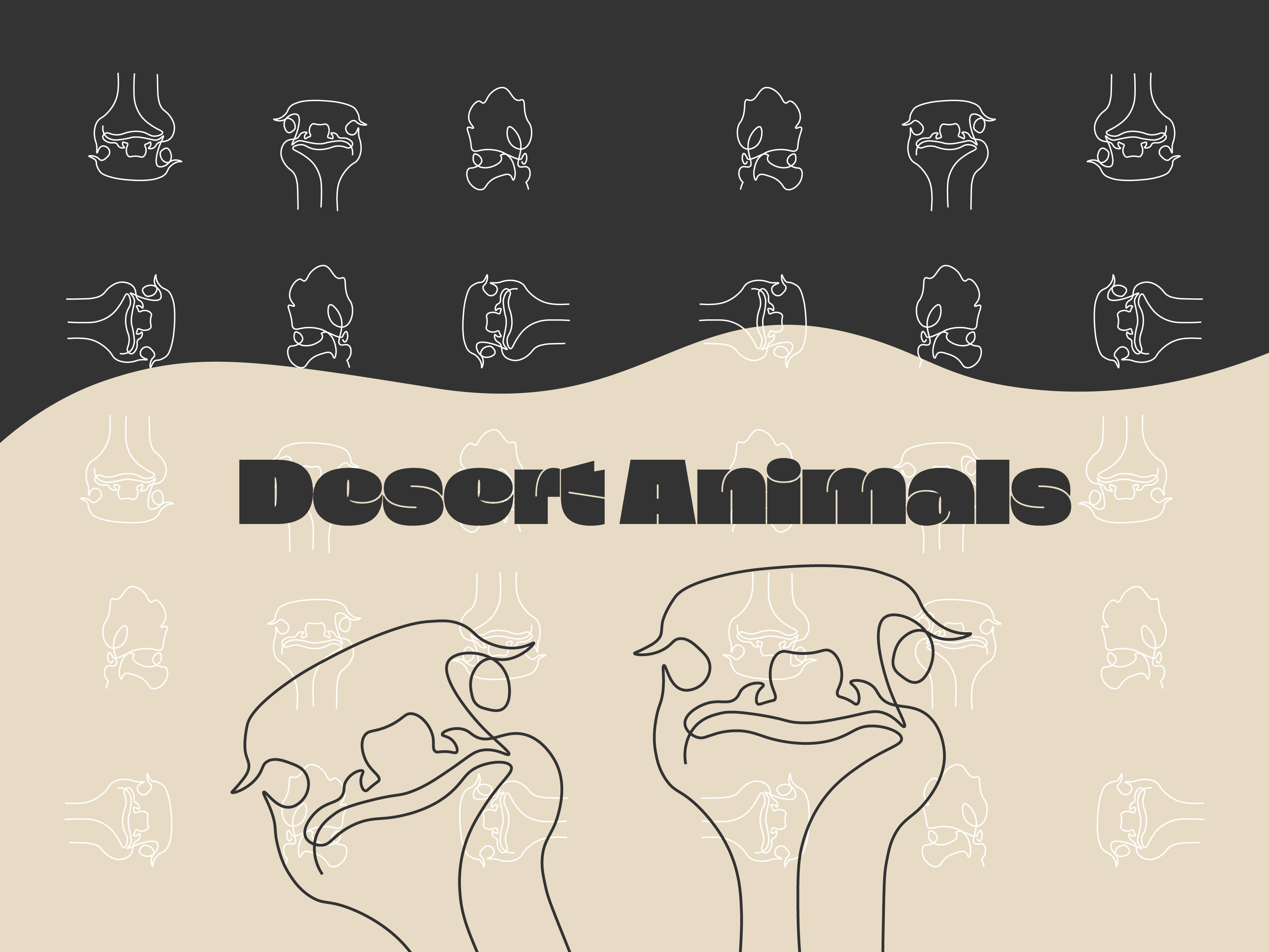 Common Desert animals - line illustration desertanimal illustration keritcamel lineart