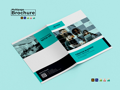 Modern minimalistic bi-fold brochure design template creative brochure