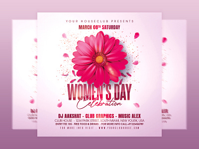 Women's Day Flyer 8th march ad advetising club club flyer clubhouse dj event flyer design holiday holidays instagram mothers day night club party social media post women day womens day womens day party
