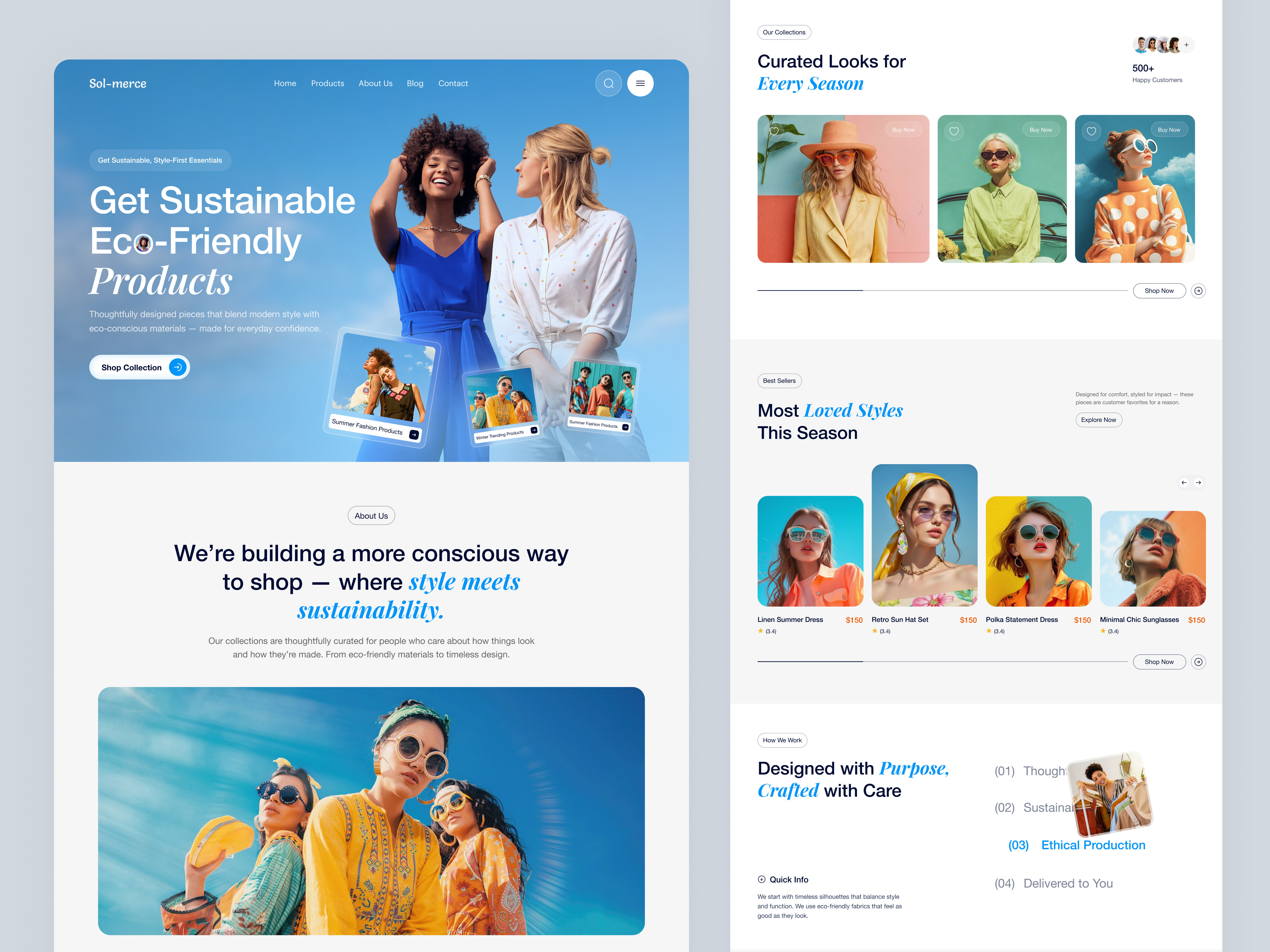 Fashion E-commerce Website — UI Exploration clean ui clothing ecommerce ecommerce website fashion fashion brand landing page landing page design minimal design modern design online shopping product cart product design shopify template shopping app sustainability ui design ux design web design website design