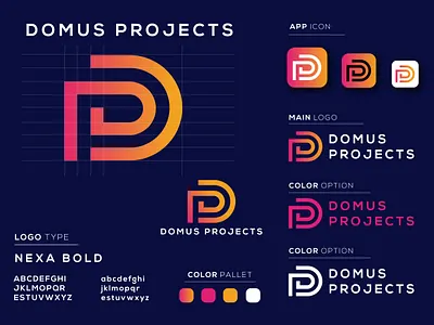 Domus Project Real Estate Branding 2d app logo blockchain branding identity creative logo dp icon dp logo ecommerce flat logo graphic design icon logo logo design logos logotype real estate logo symbol tech logo typography unique logo