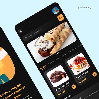 Day 4: Food App darktheme illustration typography ui ui design user interface ux