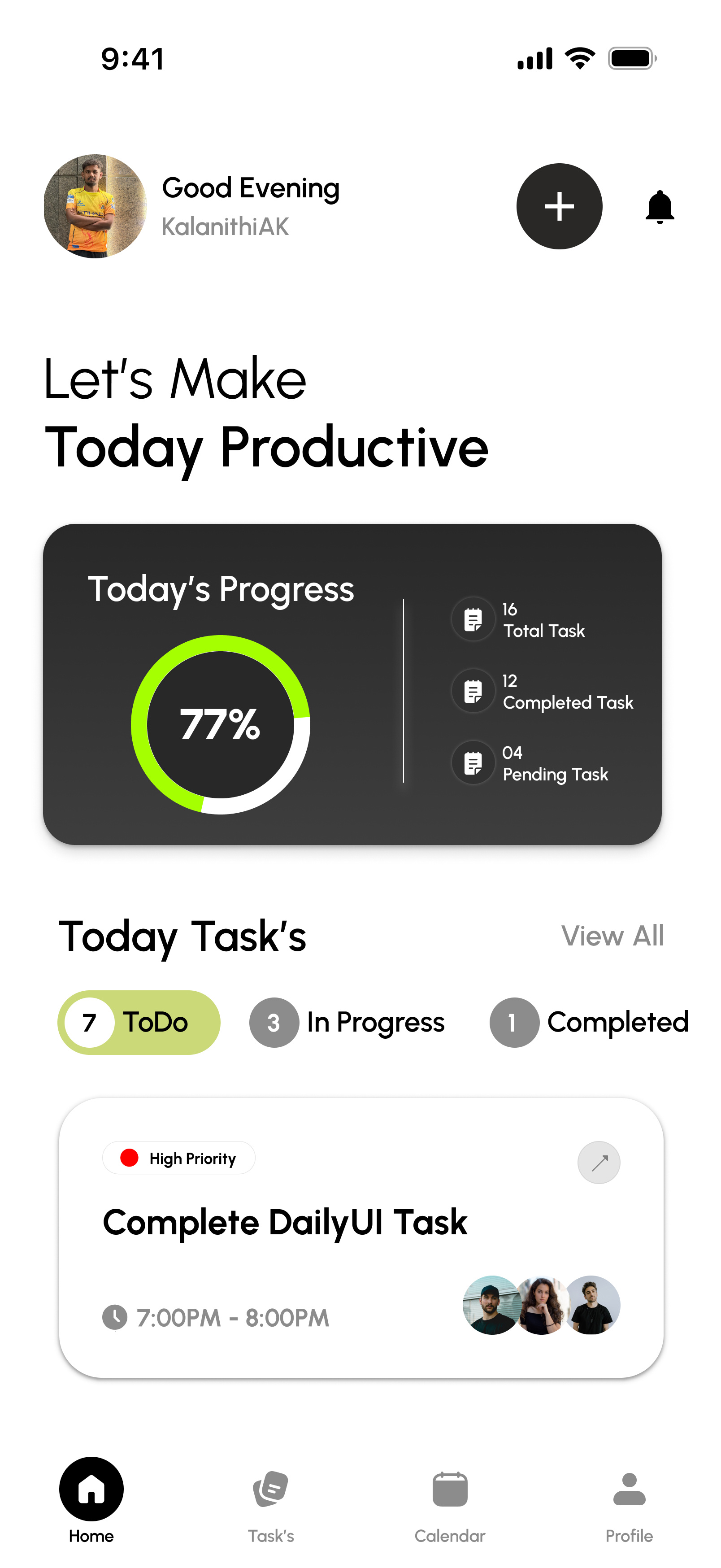 Task Management Dashboard UI by Kalanithi Raman V on Dribbble