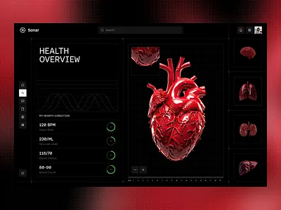 Health Monitoring Dashboard — Real-Time Heart & Biometrics UI dashboard dashboard design datavisualization health health app healthtech interface medicalui product product design productdesign saas ui uiux ux web app web design