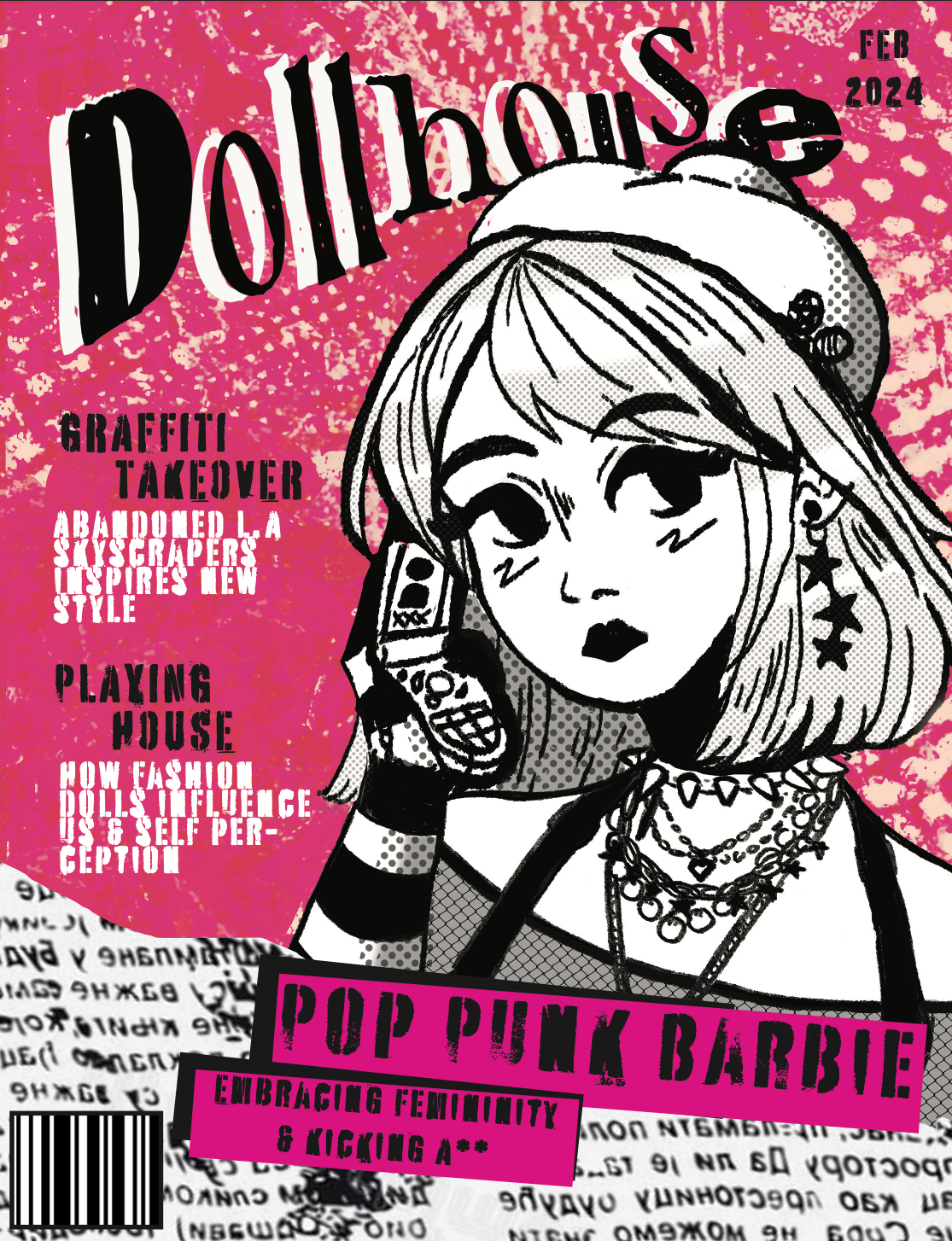 Dollhouse Girls Magazine/Zine Cover Design cover illustration editorial illustration graphic design illustration magazine design publications zine cover