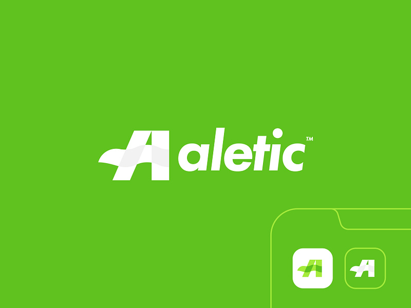 Logo Design for Aletic; An Exercise Tracking Software 2d app icon brand identity branding green letter a lettermark logo design logo design for software logodesign logos minimal minimalist modern multicolor saas software logo transparent typography