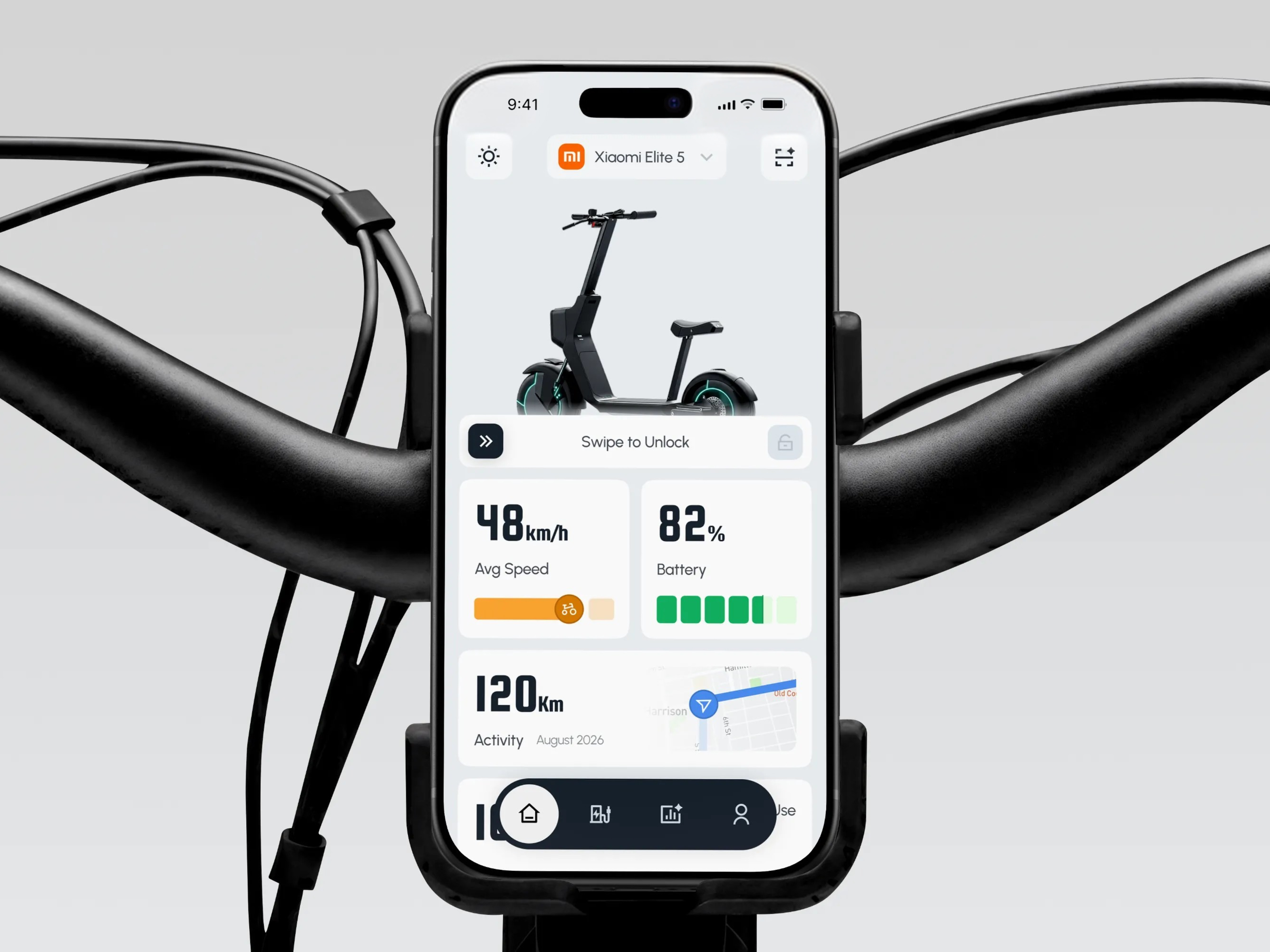 Glide — Smart E-Scooter Companion App bike rental bike sharing design e bike app e scooter electric vehicle ios design maps mobile app mobility navigation product design rental app scooter app scooter rental smart city smart mobility transport app transportation ui