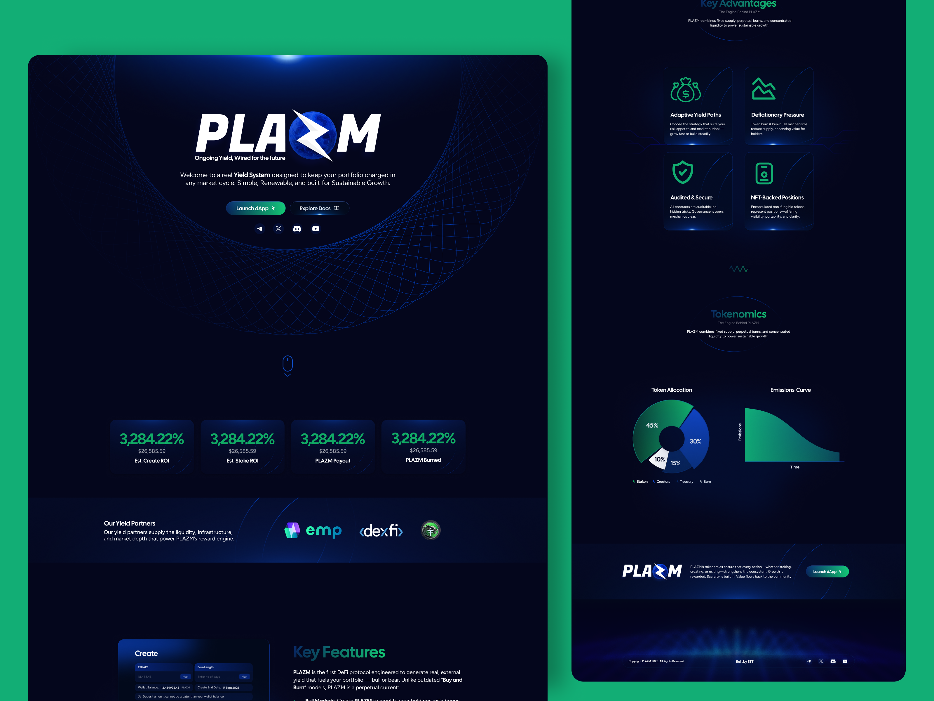 PLAZM - dApp UI Design bento blockchain dapp darkui dashboard defi figma fintech glassmorphism productdesign saas tokenomics web3 webdesign
