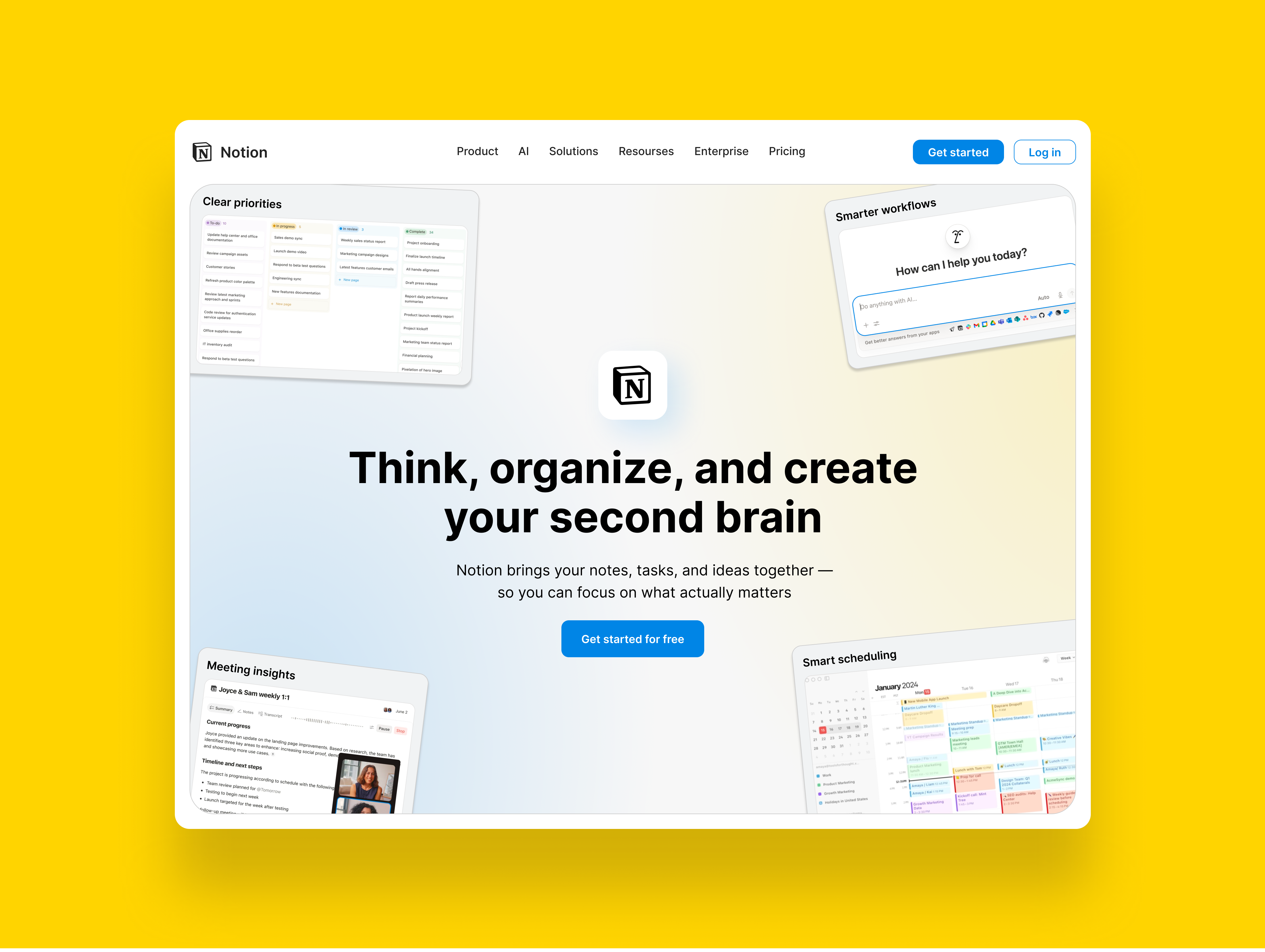 Notion landing concept landing notion planning ui web