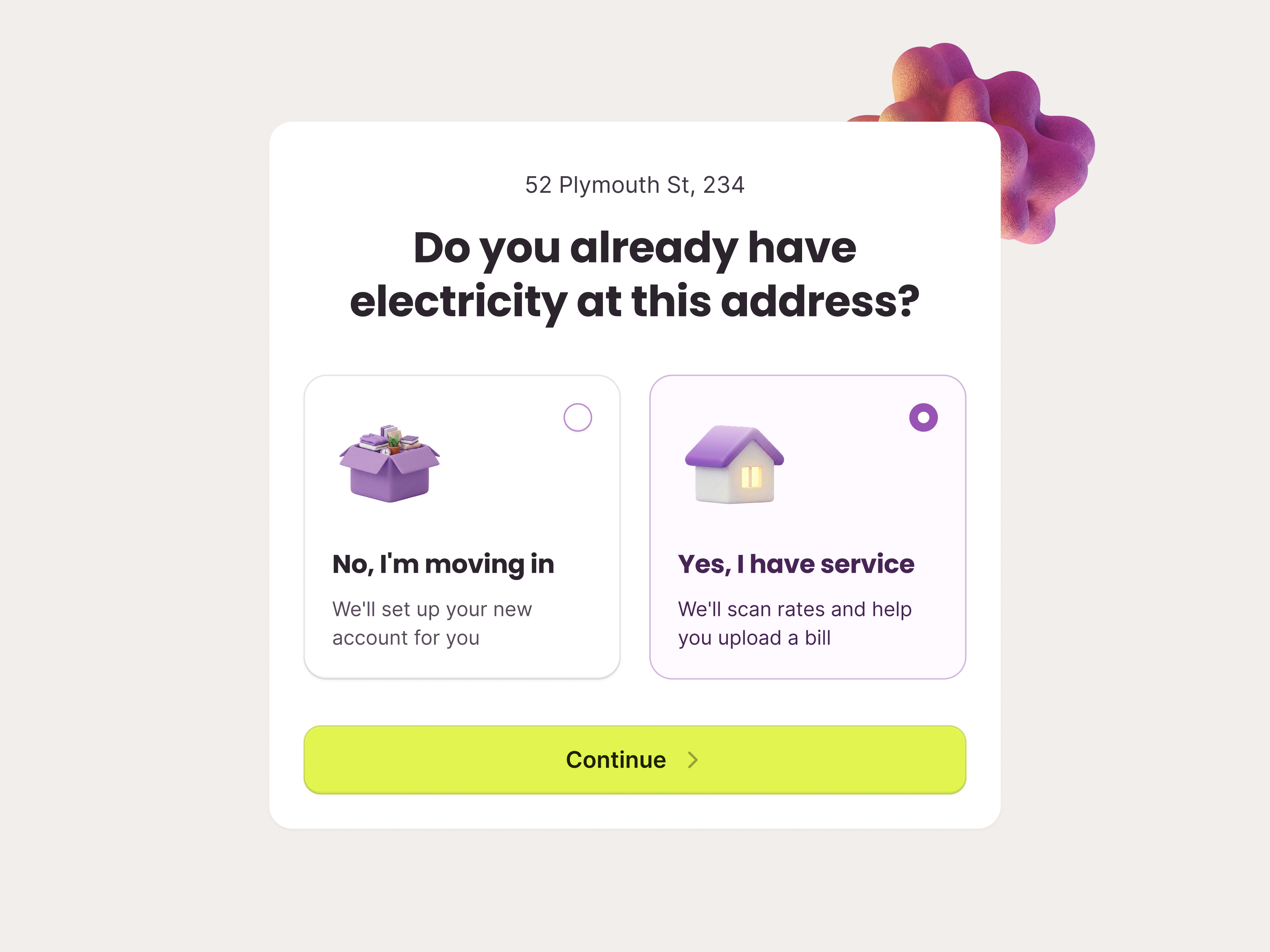 Onboarding service selection