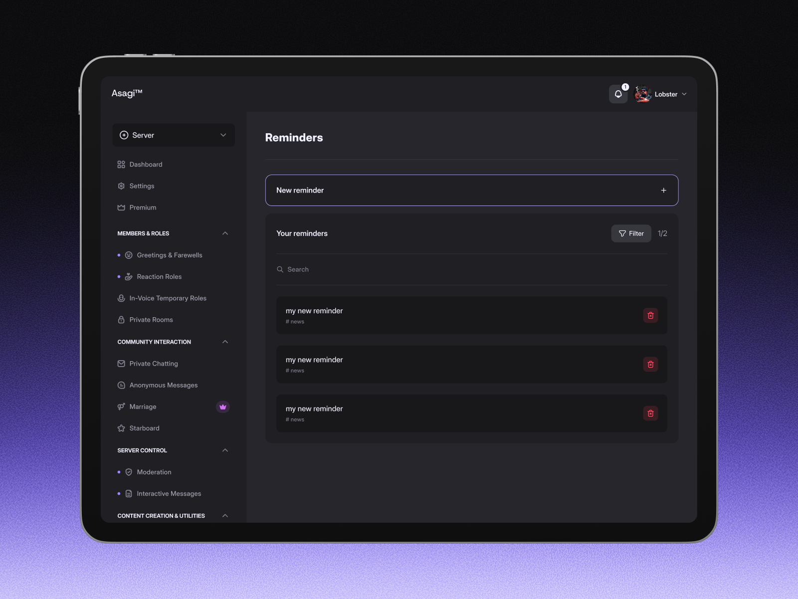 Dashboard | Discord Bot UXUI