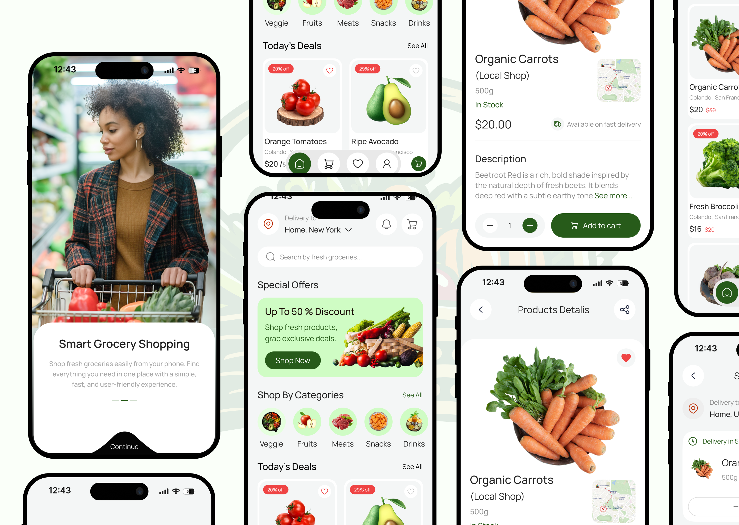 Grocery Mobile App UI animation app cart categories chart ecommerce ecommerce mobile app food food delivery app design grocery grocery app ui grocery delivery ux illustration mobile navigation search shop shopping app ui ui