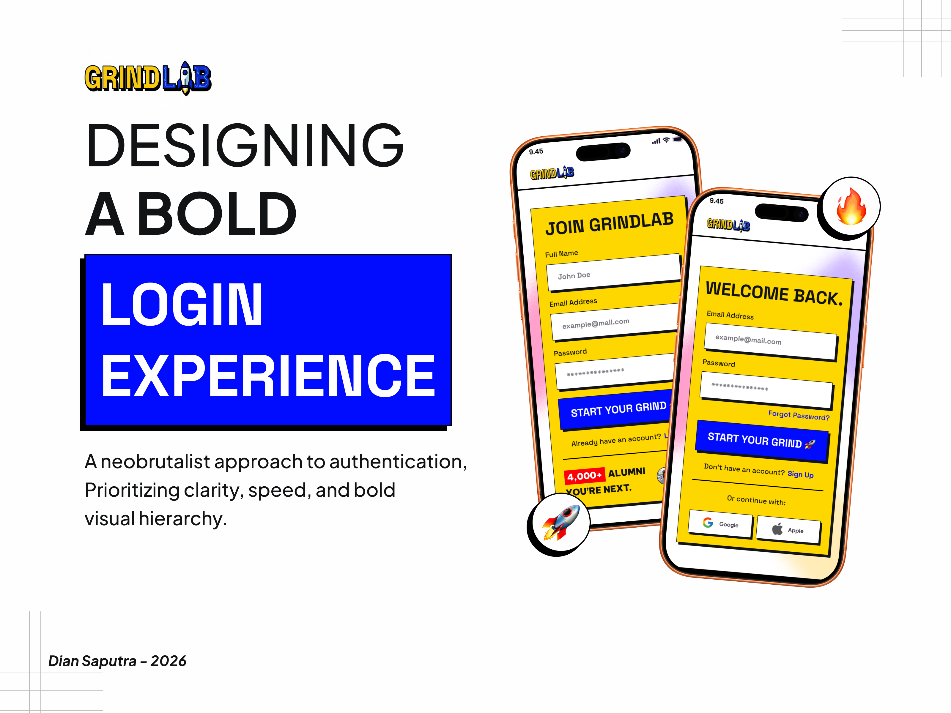 GrindLab: A Neobrutalist Login Experience appdesign branding brutalism dailyui figma login mobiledesign neobrutalism productdesign ui uidesign uiux userinterface