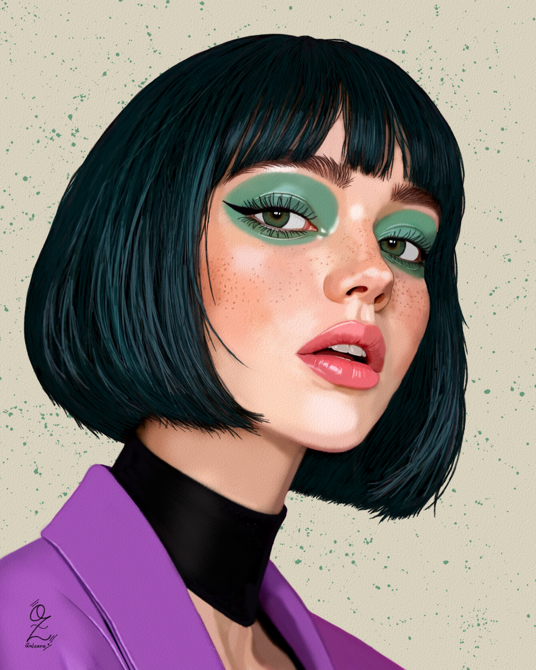 Model Portrait Color Art by Oz Galeano art arte design dibujo digitalart drawing illustration model ozgaleano portrait retrato