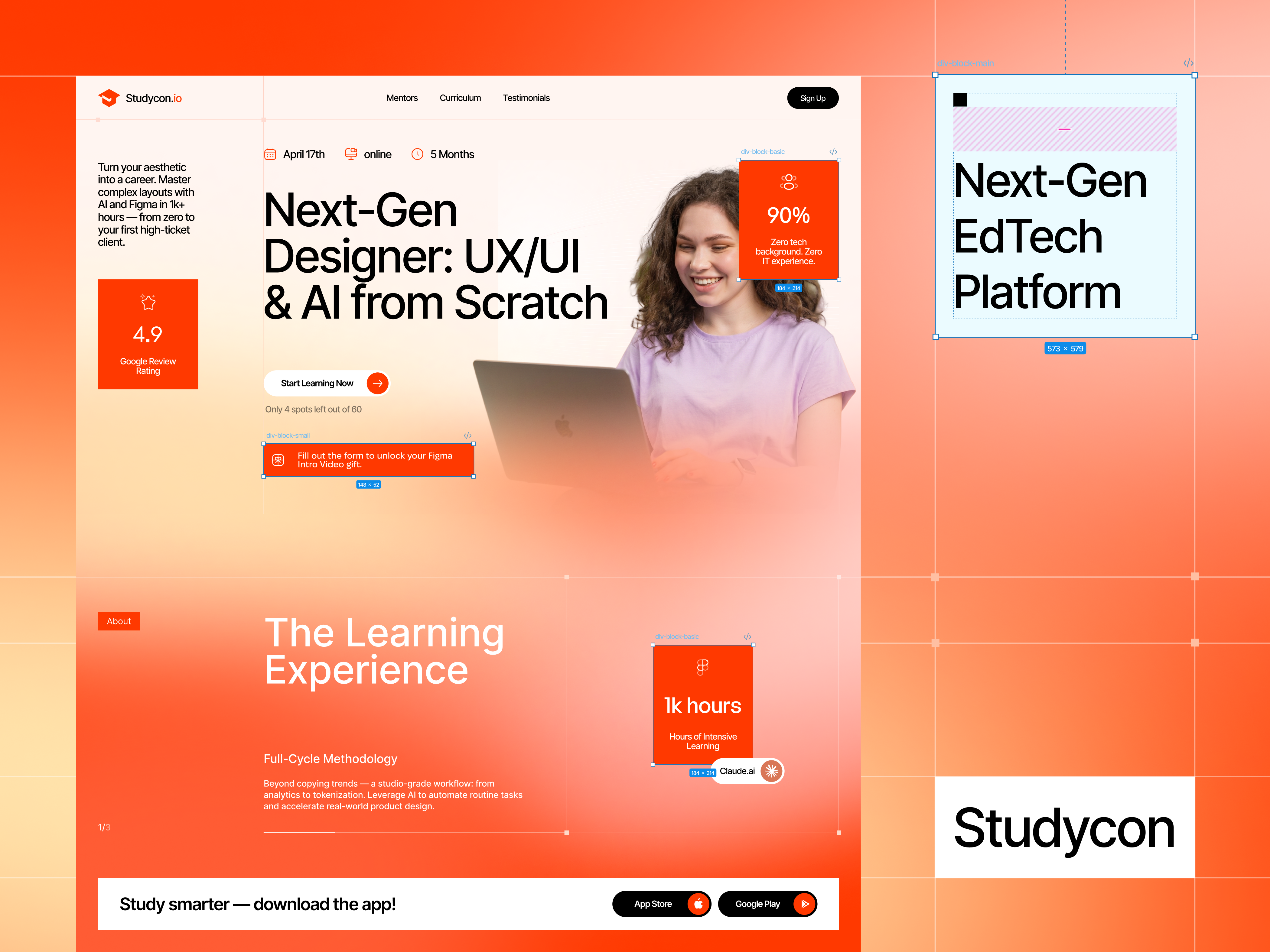 Studycon - IT school design concept‍‍🧑‍🎓 abstract ai berlin core brand design branding design edtech figma illustration it school landing design landing page minimalism product design productdesign ui ux uxui uxui design web design