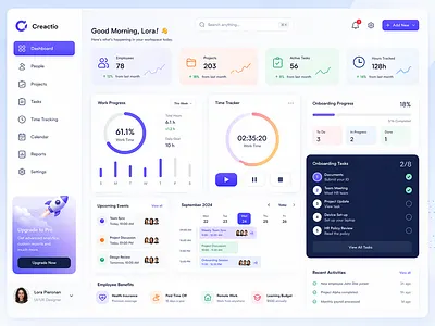 Creactio HR & Project Management Dashboard ui ux
