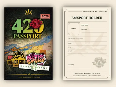 Event Passport Design for 420 Cannabis Experience branding design graphic design marketing design passport design print design