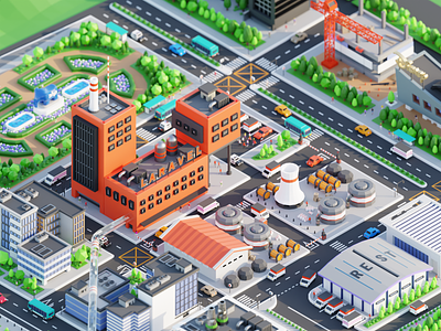 PHP World 3d blender buildings city code illustration isometric map php ui design web