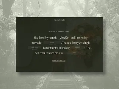 Luxury Wedding Photographer Contact Page ui