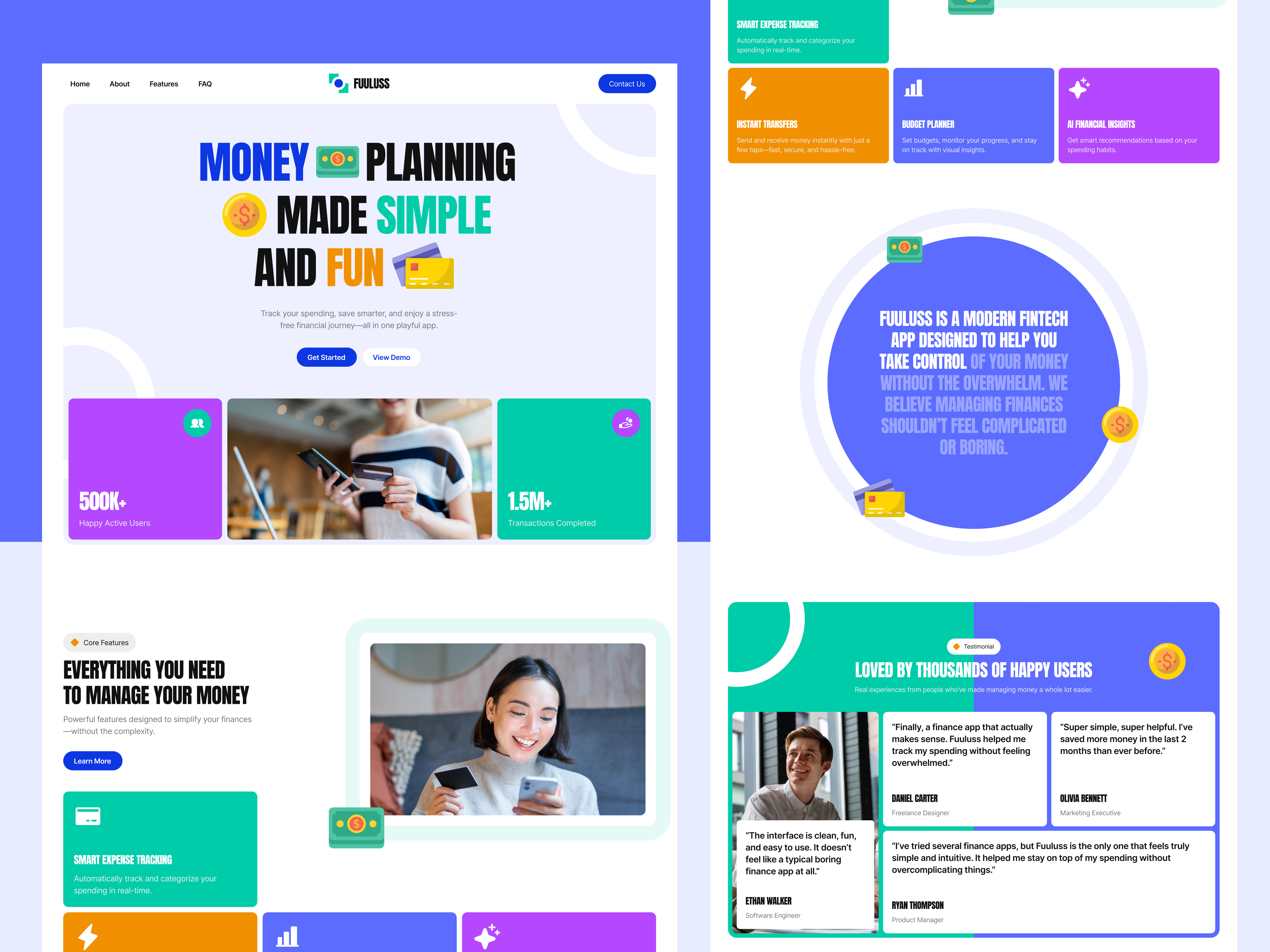 FUULUSS - Fintech Payment Landing Page bank banking website e wallet finance finance management finance management design finance management website finance website finance website design landing page minimalist saas service wallet wallet website web design website