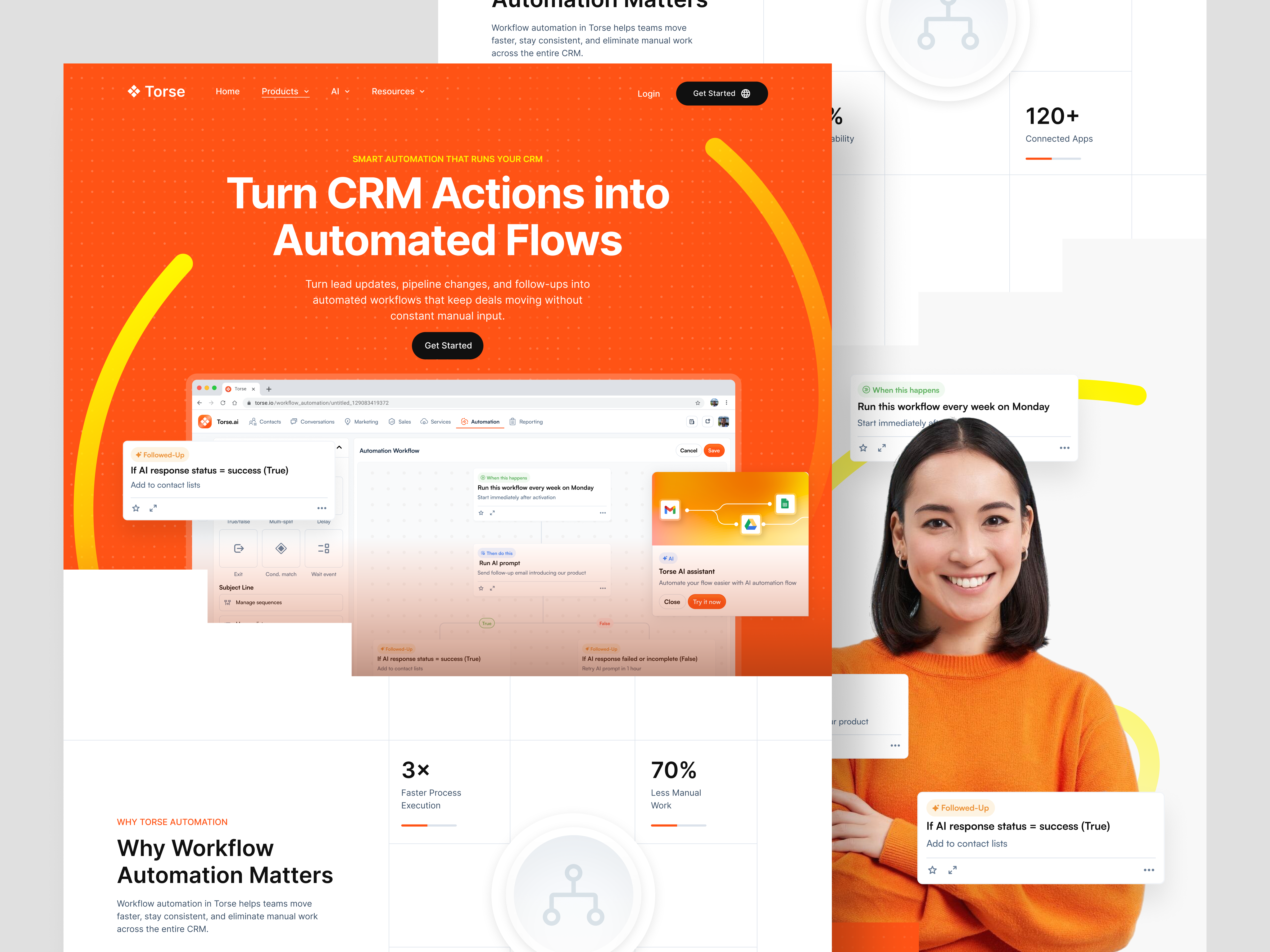 CRM Landing Page - Automation Workflow ai automation business company corporate crm crm landing page crm website design flow landing page modern saas saas crm saas website ui ui design ux design website workflow