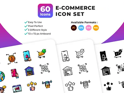 E-Commerce Icon Set commerce e commerce graphic design icon icon design illustration marketing ui ux vector