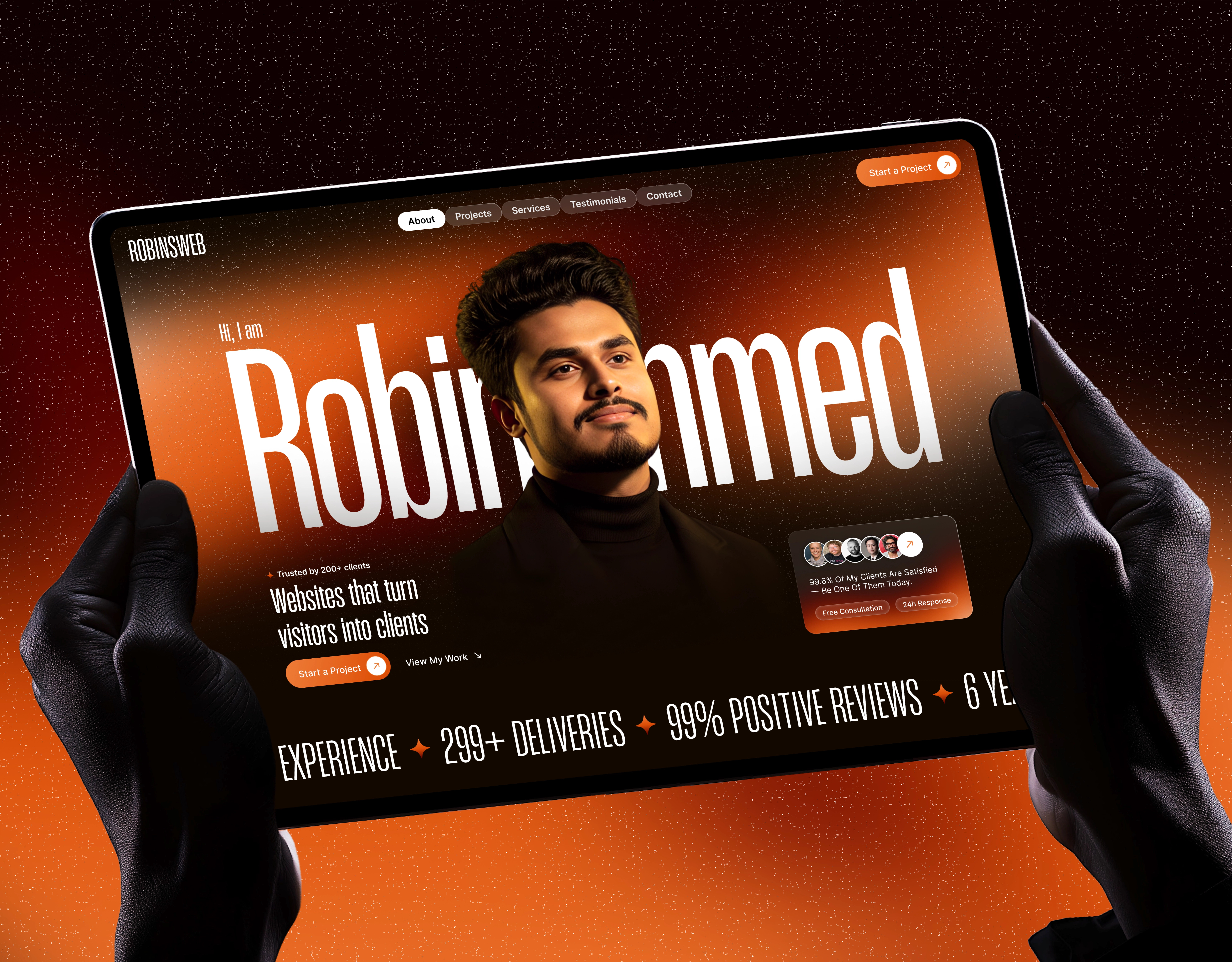 Robinsweb — Personal Portfolio Website Design creative portfolio dribbble design fiigma freelancer freelancer portfolio freelancer profile landing page one page website personal brnading portfolio design portfolio website responsive website robinsweb.net ui design ui ux user experience user interface web design web designer portfolio web developer portfolio