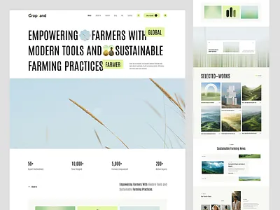 CropLand – Agriculture Website UI Design agriculture agritech dashboard farming greendesign landingpage minimaldesign moderndesign sustainability themeforest uidesign uxdesign webdesign webflow website