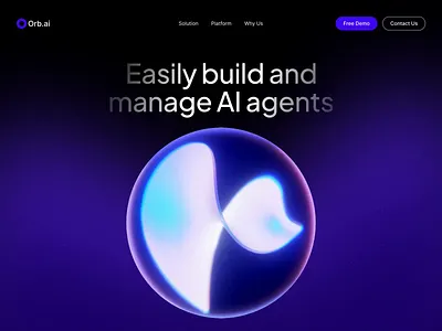 Landing Page AI Orb 3D Animation 3d 3d ai 3d animation 3d motion graphic abstract ai agent ai orb ai symbol animation landing page motion graphics orb sphere ui ux web design