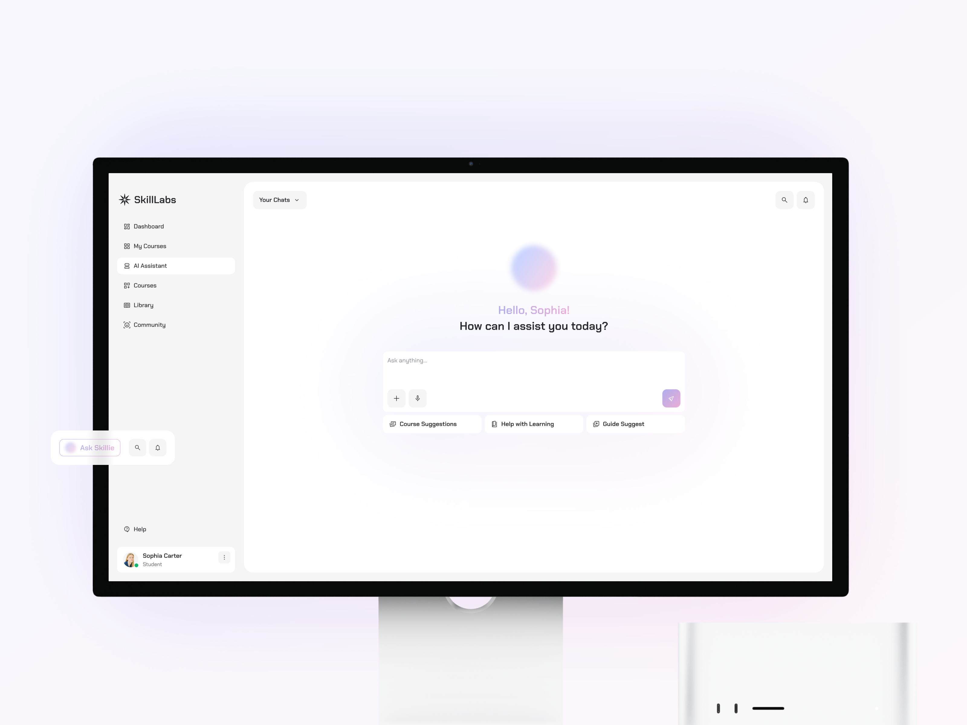 SkillLabs — AI Assistant ai app assistant clean course drumncode education minimal platform webapp