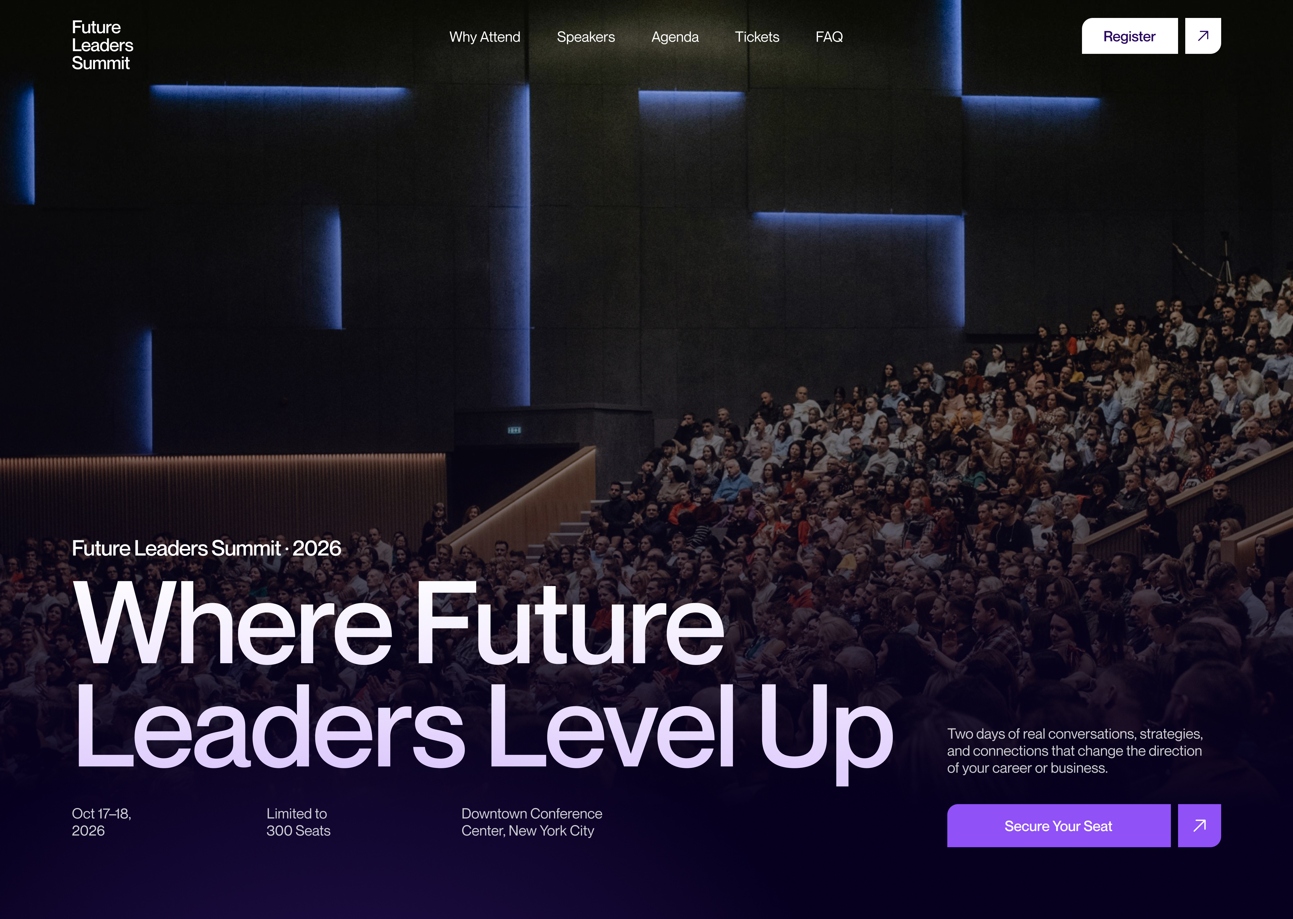 FLS - Business Conference Hero Section conference figma hero hero section section ui web web design website