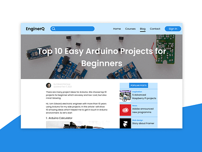 DailyUI #035 Blog Post arduino blog blog post blue daily ui dailyui dailyui 035 news post top 10 web website