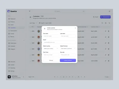 Quantro — SaaS Dashboard for Customer Management add customer admin panel business software crm crm design customer management customer portal digital product ecommerce ryt brothers saas dashboard ui subscription design ui ui design ui kit uiux user interface web app web app design ycombinator