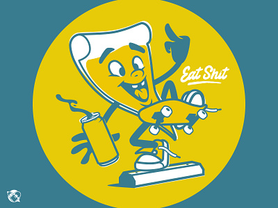 Eat it! character design graphics illustration pizza skateboarding t shirt design vector design