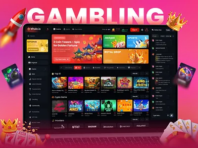 Gambling - Online Casino Website casino casino games casino home page casino interface design casino mobile casino online casino website crypto gambling design gambling gambling casino gambling website gaming interface homepage design online casino online casino design online game slot game sport game ux casino