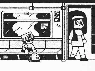 New York Metro book boy bus bw cartoon comics comix cute design doodle fun girl illustration japanese kawaii metro nyc train underground woman