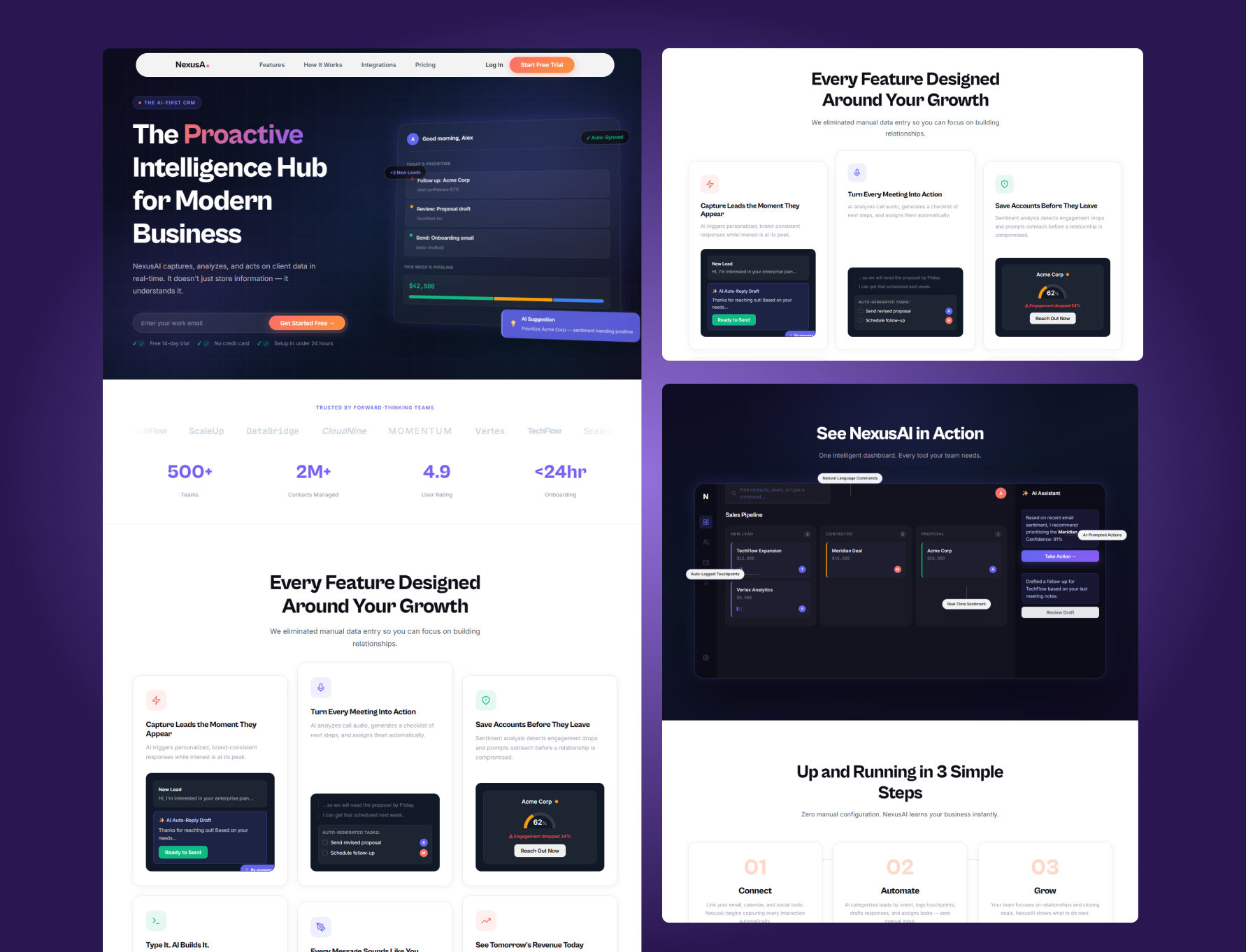 NexusA - Modern CRM Landing Page branding crm landing page landing page ui website website design