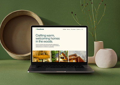 CozyWoods: Visual Identiy and Website brand strategy branding cabin canada design design inspiration eco landing page log logo sustainability ui