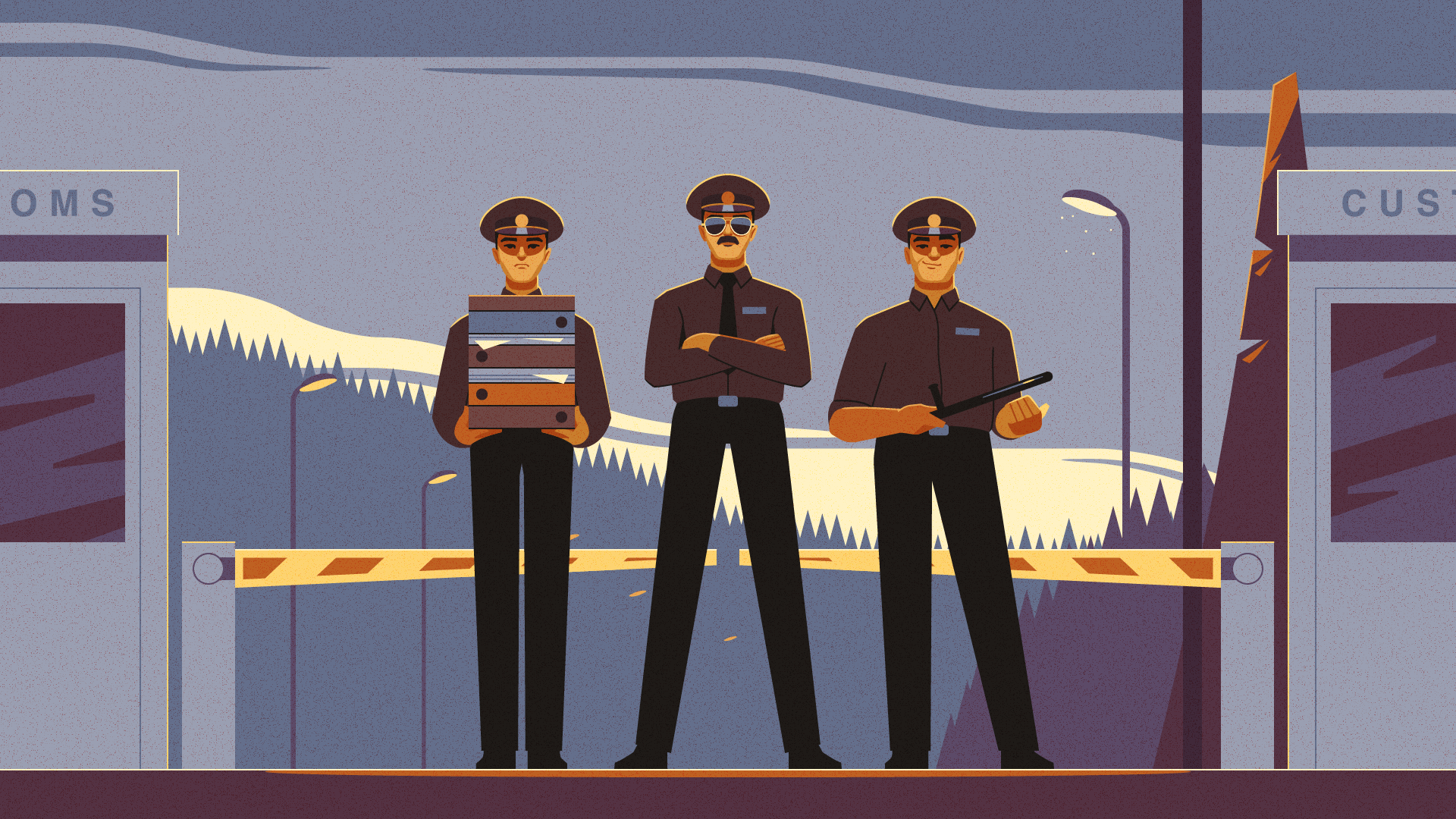 Customs border character illustration police
